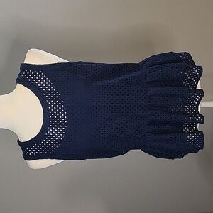 a.n.a Navy Blue Lined Open Weave Pullover Peplum Top - Size S
